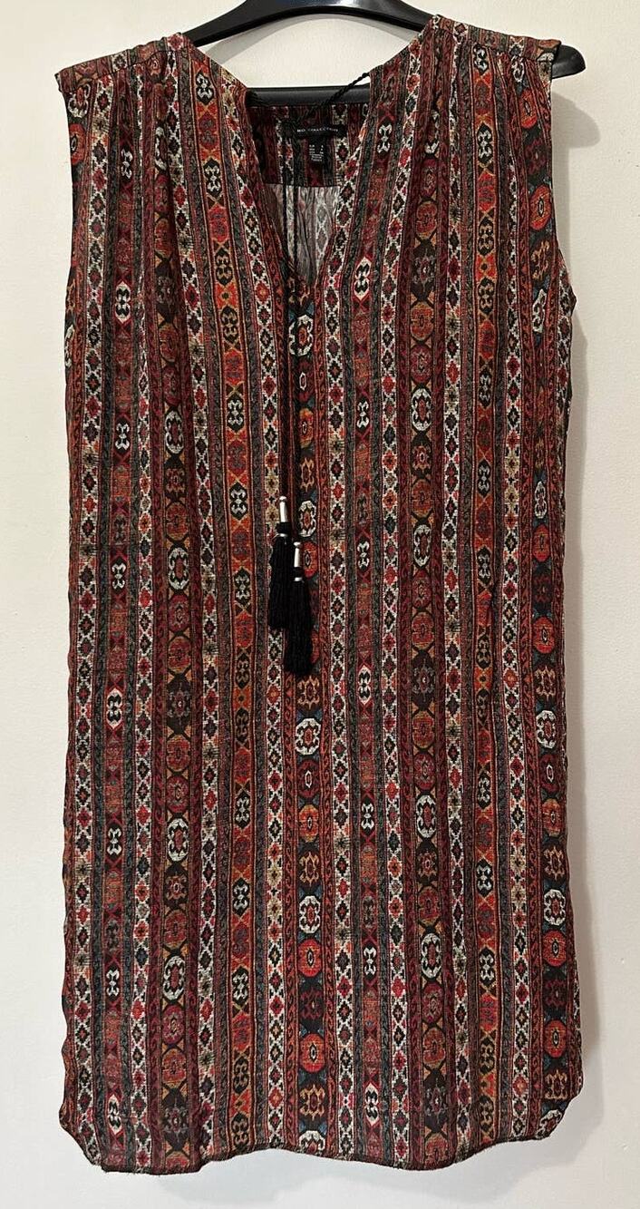 MNG Geometric Shift Dress Tie Front Size 4